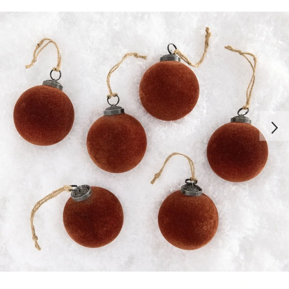 Pottery Barn Small Felt Ornament‎ Box - Set of 6 brown new!